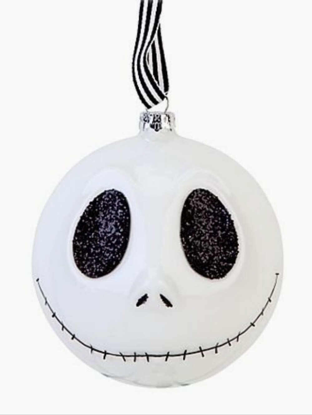 Jack Skellington Holiday Ornament with Black Glitter Face